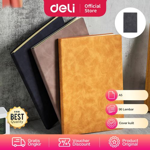 [EZO.7000586] Deli Leather Cover Notebook Buku Catatan Agenda Sampul Kulit A5 EN114L