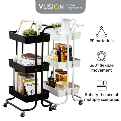 [EZO.7000623] Vusign Multifunction Storage Cart / Rak Susun Roda 3 Tingkat VS715