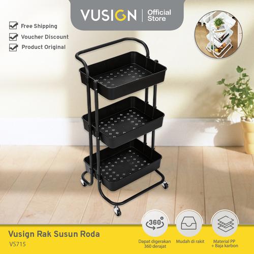 [EZO.7000623] Vusign Multifunction Storage Cart / Rak Susun Roda 3 Tingkat VS715