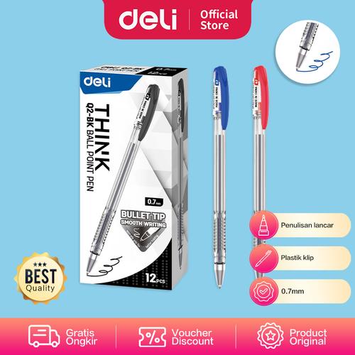 [EZO.7000624] Deli Ballpoint Pen / Pulpen Bolpoin Tip 0.7mm Lancar dan Halus EQ2-XX