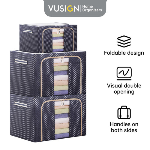 [EZO.7000594] Vusign Foldable Storage Box Penyimpanan Pakaian Dapat Dilipat VS50X