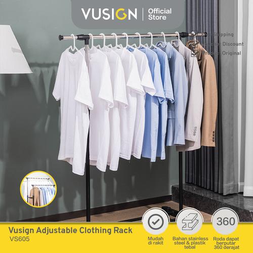 [EZO.7001939] Vusign Adjustable Clothing Rack Gantungan Rak Baju Besi VS60X