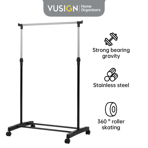 [EZO.7001939] Vusign Adjustable Clothing Rack Gantungan Rak Baju Besi VS60X