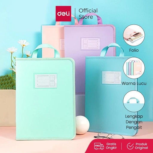 [EZO.7000635] Deli Zip Bag / Map Tas Folder Retsleting Ukuran Folio Lucu 63246