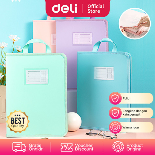[EZO.7000635] Deli Zip Bag / Map Tas Folder Retsleting Ukuran Folio Lucu 63246