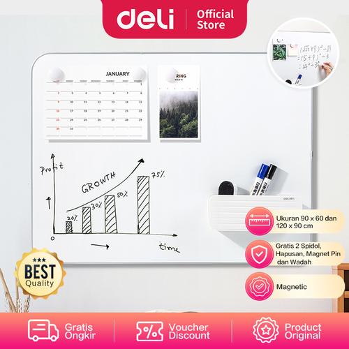 [EZO.7000637] Deli Magnetic White Board / Papan Tulis Magnet Gratis Spidol 5002X