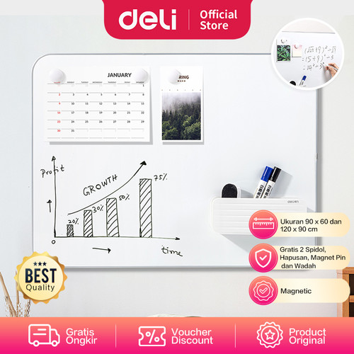 [EZO.7000637] Deli Magnetic White Board / Papan Tulis Magnet Gratis Spidol 5002X