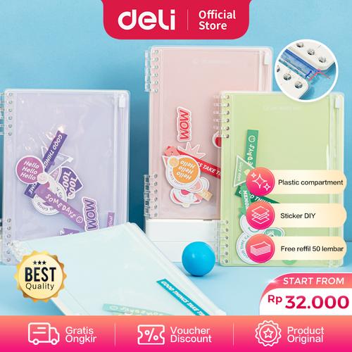 [EZO.7001977] Deli Loose-Leaf Notebook / Binder Jilid Spiral Free Refill A5 A6 2451X