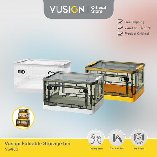 [EZO.7000602] Vusign Foldable Storage Box Plastik Transparan Beroda Dilipat VS48X