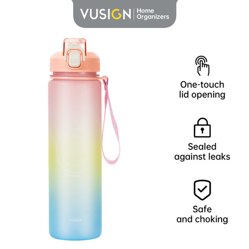 [EZO.7001947] Vusign Water Bottle / Botol Minum Rainbow Motivasi 1 Liter VS82X