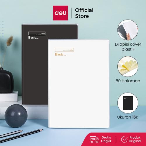 [EZO.7000651] Deli PVC Cover Notebook/Buku Catatan A5 80 Halaman Cover Plastik T1680