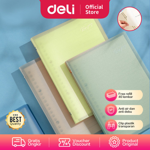 [EZO.7001951] Deli Loose-Leaf Notebook / Buku Catatan / Binder A5 B5 40 Lembar HX40