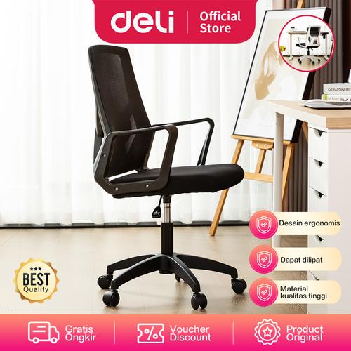 [EZO.7001988] Deli Office Chair / Kursi Kantor Kerja Jaring Dilipat 90 Derajat E4932