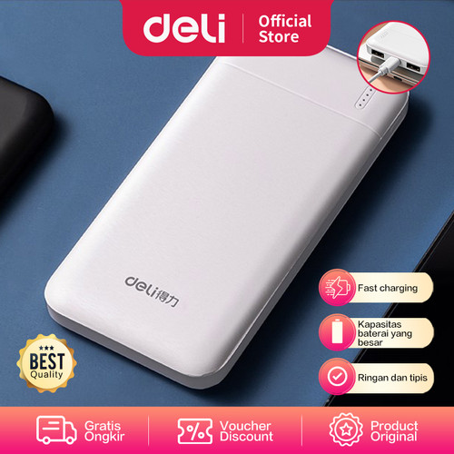 [EZO.7001954] Deli Powerbank 10000 mAH Dual Input Type C & Micro Fast Charging 83319