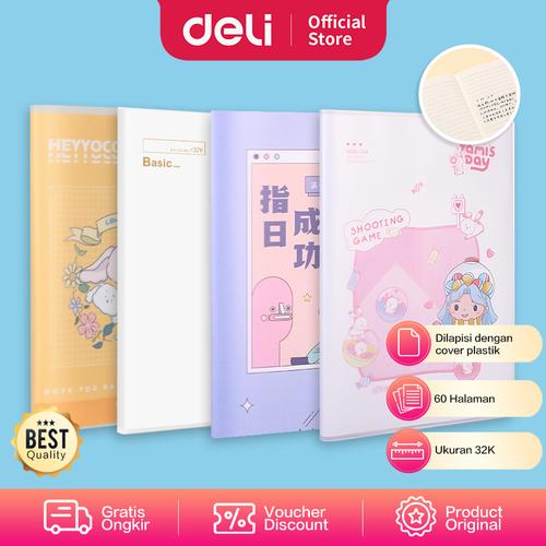 [EZO.7001996] Deli PVC Cover Notebook/Buku Catatan B6 60 Halaman Cover Plastik T3260