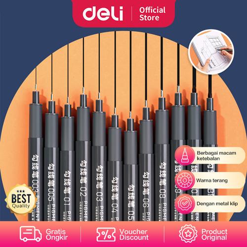 [EZO.7000659] Deli Pigment Liner / Drawing Pen / Pulpen Spidol Gambar S591 S591A