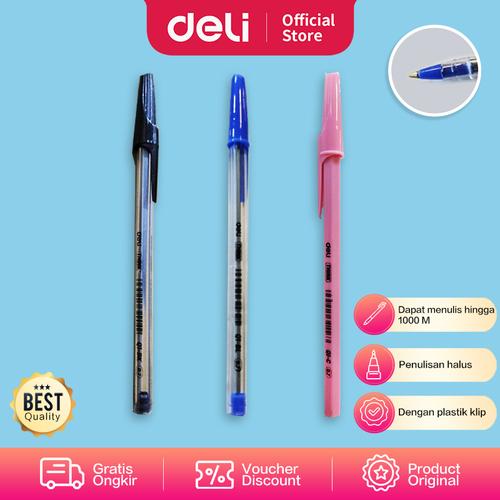 [EZO.7000664] Deli Ballpoint Pen/Pulpen Bolpoin Tip 0.7mm Penulisan Lancar EQ1-XX