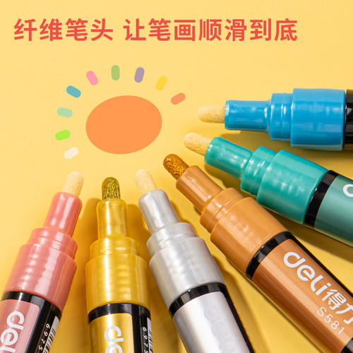 [EZO.7000668] Deli Acrylic Marker / Spidol Akrilik 6 Warna Pastel Metalik S58X