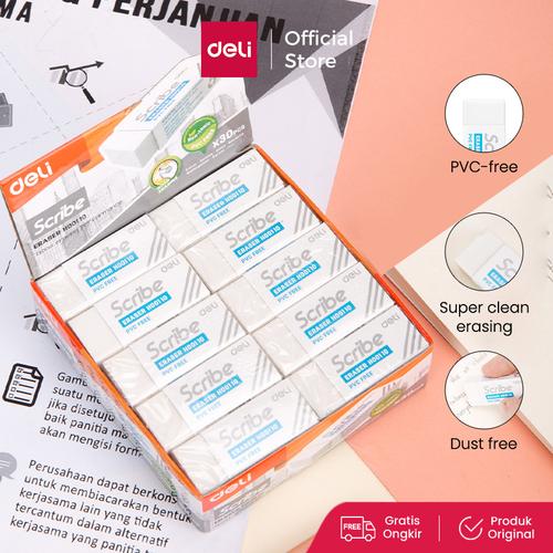 [EZO.7000707] Deli Eraser / Penghapus Pensil Putih Bebas PVC Bebas Debu Tidak Beracu