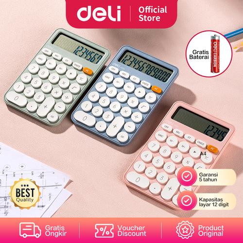 [EZO.7000673] Deli Calculator / Kalkulator Portable Pastel Garansi 5 Tahun EM124