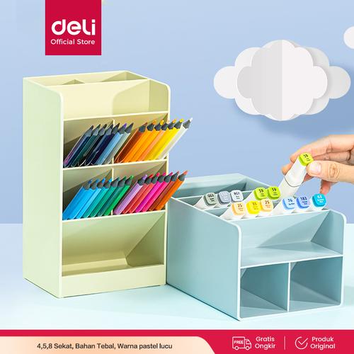 [EZO.7000709] Deli Pen Holder / Rak Tempat Pulpen Pensil 4 5 8 Sekat Pastel 89XX