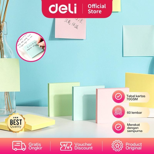 [EZO.7002045] Deli Sticky Notes / Memo Tempel 8 CM Warna Warni 600 Lembar 21750