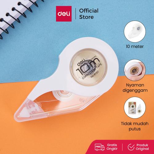 [EZO.7000711] Deli Correction Tape / Pita Koreksi Tip Ex Kertas 10m Nyaman 8157