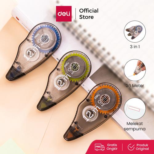 [EZO.7000713] Deli Correction Tape / Pita Koreksi TipEx Kertas3in1 Panjang 36m 71478