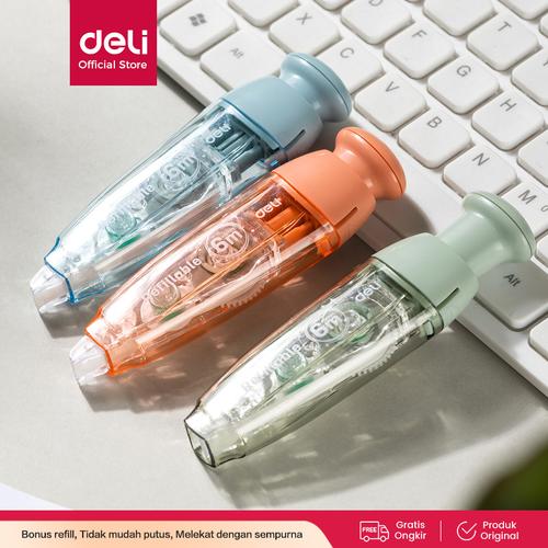 [EZO.7000674] Deli Retracable Correction Tape / Pita Koreksi 6m Free Refill EH363