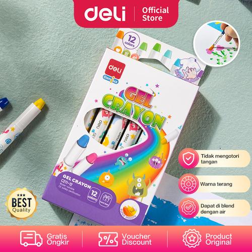 [EZO.7000677] Deli Gel Crayon / Krayon 12 24 Warna Tidak Mengotori Tangan EC211