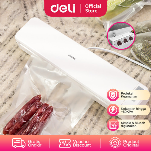 [EZO.7000717] Deli Vacuum Sealer / Vakum Press Plastik Portable 80 Watt-50KPA W14888