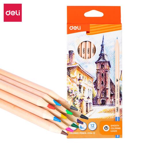 [EZO.7002009] Deli Colored Pencil / Pensil Warna 12 24 Warna Terang dan Halus CC124