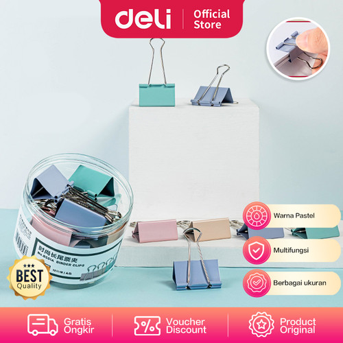 [EZO.7000680] Deli Binder Clip / Klip Binder / Penjepit Kertas Warna Pastel 855XA