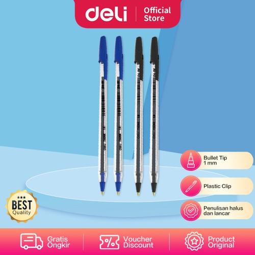[EZO.7000719] Deli Ballpoint Pen / Bolpoin Tip 1mm Penulisan Lancar dan Halus EQ4-XX
