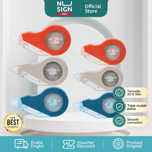 [EZO.7000720] Deli Nusign Correction Tape30/20M Sangat Halus Merekat Sempurna ENS1XX