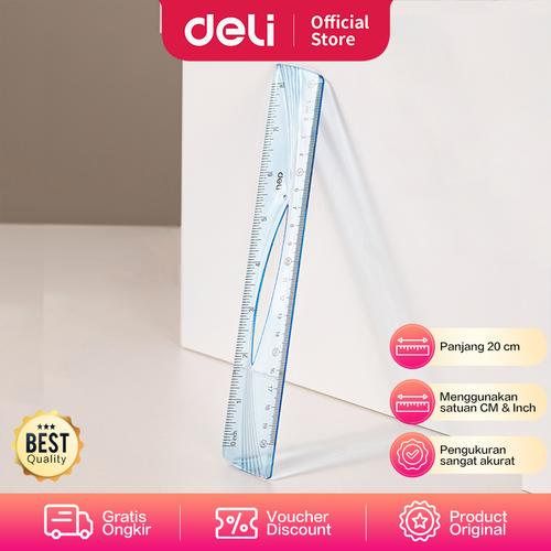 [EZO.7000726] Deli Ruler / Penggaris 20 CM Kokoh Pengukuran CM dan Inch EH10