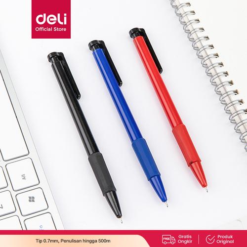[EZO.7000728] Deli Ballpoint Retracable Pen / Pulpen Bolpoin Cetek 0.7mm 6546S