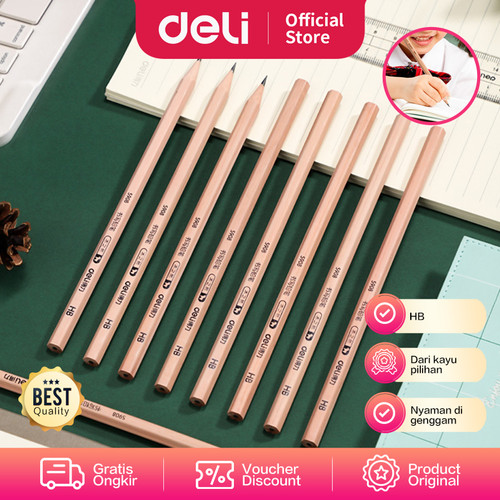 [EZO.7002022] Deli Graphite Pencil / Pensil Kayu HB Isi 50 Nyaman Digenggam S908