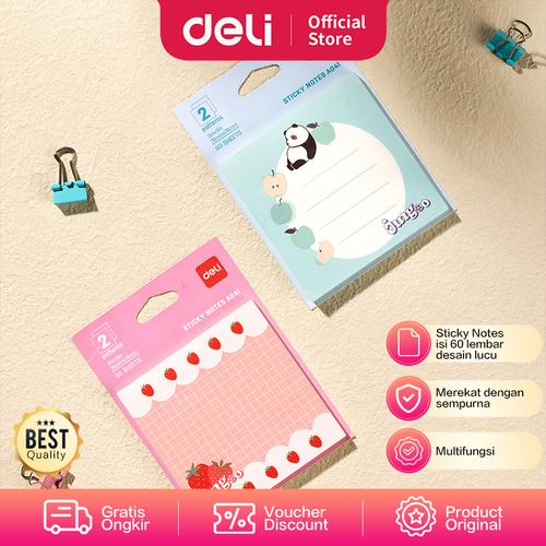 [EZO.7000731] Deli Sticky Notes / Memo Tempel Lucu 60 Lembar Merekat Kuat EA041
