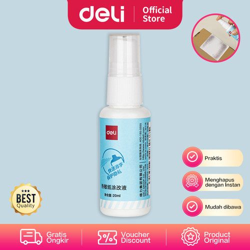 [EZO.7002023] Deli Thermal Correction Fluid/Penghapus Nama+Alamat Resi isi 20ml JQ12
