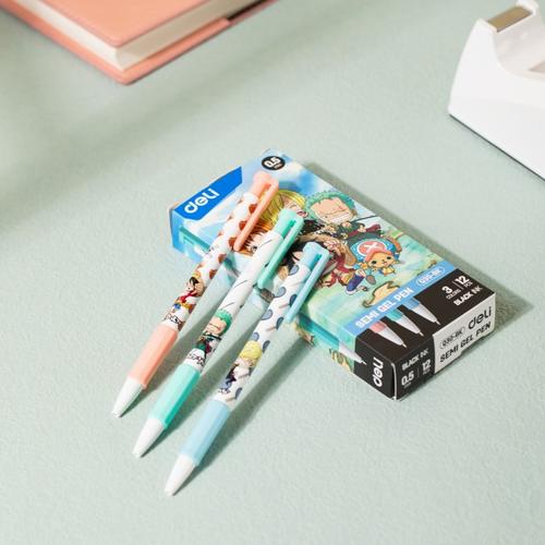 [EZO.7002064] Deli Pulpen Cetek Semi Gel 0.5mm Edisi One Piece Isi 12pcs/box CQ30-BK