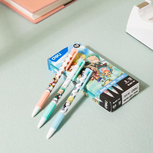 [EZO.7002065] Deli Semi Gel Pen / Pulpen Cetek SemiGel 0.5mm Edisi One Piece CQ30-BK