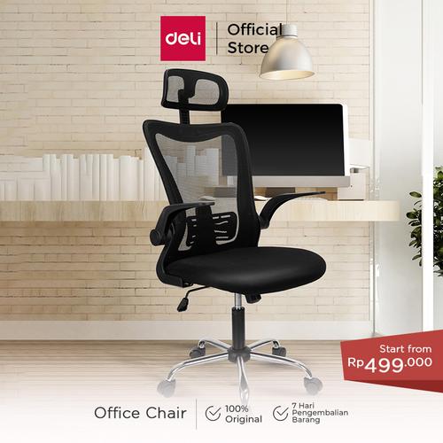 [EZO.7000739] Deli Kursi Kantor / Kursi Kerja Jaring dengan Senderan Kepala E492X