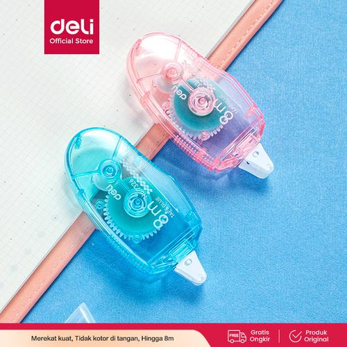 [EZO.7002032] Deli Adhesive Roller/Lem Kering Roll 8m Kuat Warna Lucu 7326