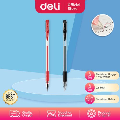 [EZO.7002034] Deli Gel Pen / Pulpen Gel 0.5 mm Tinta 400 Meter Penulisan Halus 6601