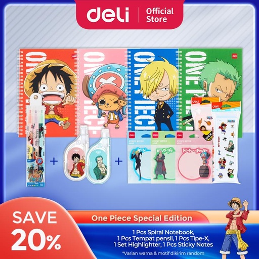 [EZO.7002070] Deli Bundling Package / Paket Alat Tulis Edisi One Piece Item 5in1