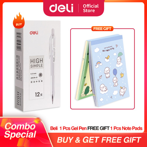 [EZO.7002035] COMBO SUPER HEMAT (Deli Gel Pen / Pulpen Gel Retractable 0.5mm Isi 24)