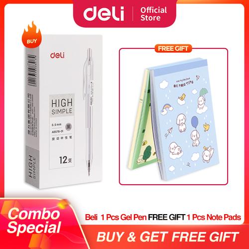 [EZO.7002035] COMBO SUPER HEMAT (Deli Gel Pen / Pulpen Gel Retractable 0.5mm Isi 24)