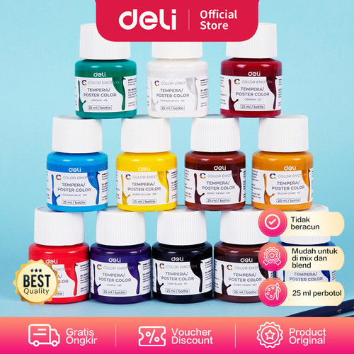 [EZO.7000745] Deli Gouache / Cat Poster Warna 25ML Mudah Di Blend Non Toxic EC14-12