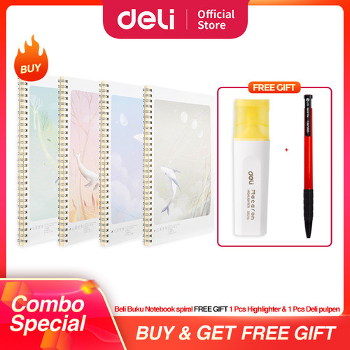 [EZO.7000706] [COMBO SUPER HEMAT] Deli Spiral Notebook / Buku Tulis A5 B5
